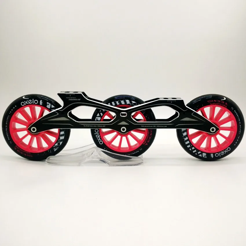 Роликовые колеса 120 мм роликовые коньки рама 3X125 мм супер-прочные черные колеса для коньков - Цвет: black and red