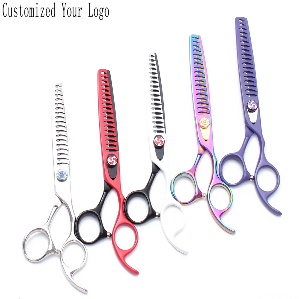 

7.0" Customized Brand Professional Dog Scissors Pet Scissors Grooming Scissors 18 Teeth Fishbone Teeth Thinning Shears DIY C4004