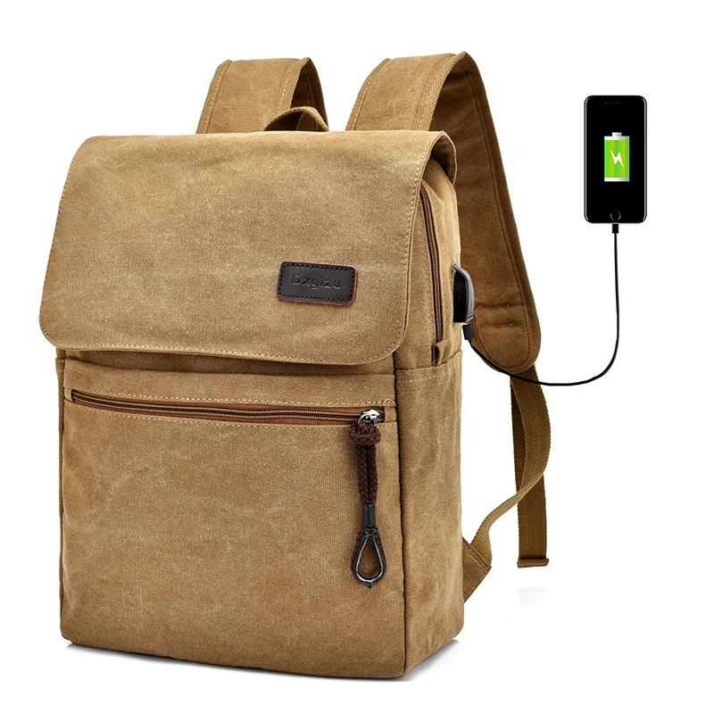 

Jorgeolea Men High Quality Canvas Versatile Business Shoulders Bag with USB Chargeable Labtop Backpack Affordable Schoolbag 0312