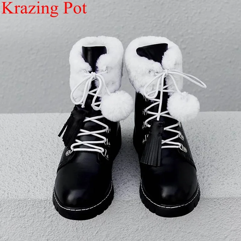 

2018 superstar med heel cow leather round toe women ankle boots runway style rivet motorcycle boots fringe warm winter shoes L79