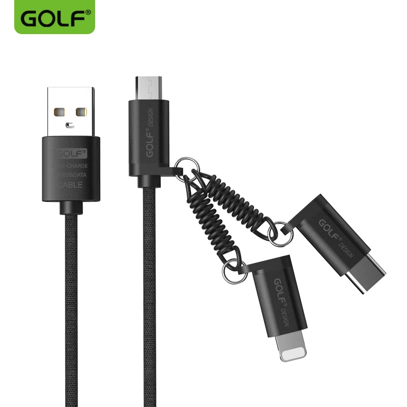 

GOLF data transmission high efficiency charging multifunction data line one drag three portable detachable joint braiding line