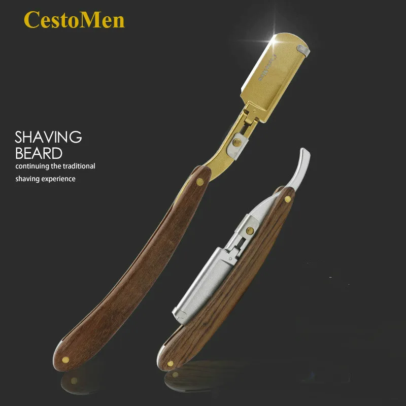 Cesto Мужская металлическая Безопасная бритва из цинкового сплава, золотистые классические складные бритвенные бритвы для бритья для мужчин