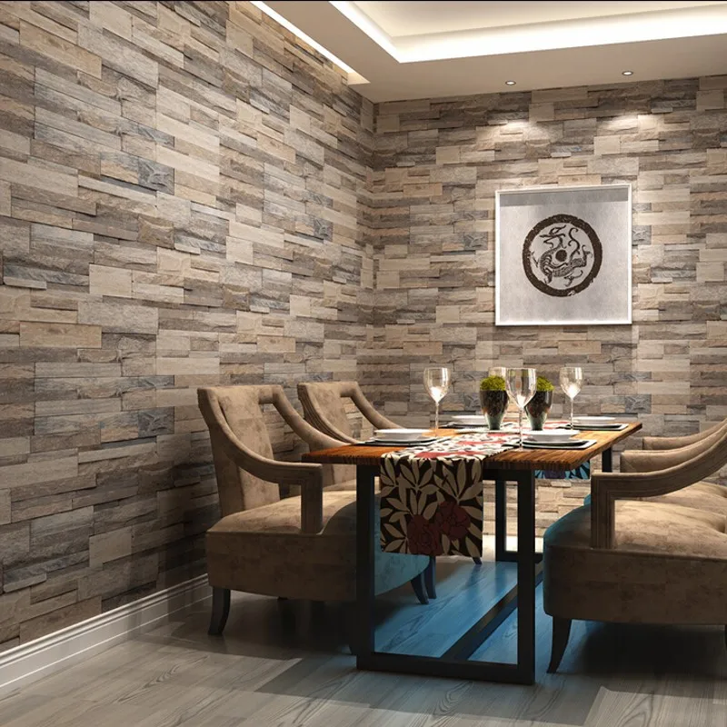 

beibehang 3D wallpaper wood brick pattern wallcovering pvc stone design wall paper vintage style papel de parede for home decora