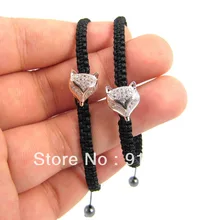 Классический Серебряный Розовый золотой цвет микро проложить Циркон лиса бусины талисманы плетеные Животные Браслеты-Макраме для женщин ювелирные изделия подарки