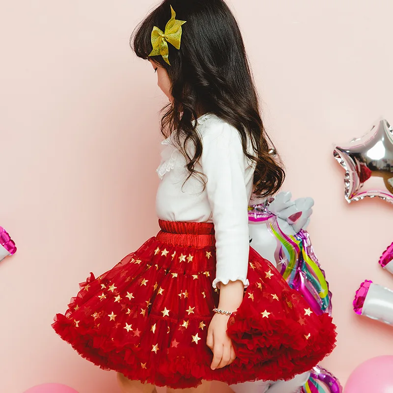 

Classic Bowknot TUTU Skirt Princess Skirt Soft Net Spanish Court Tutu Skirt Genuine Ball Grown Red Flower