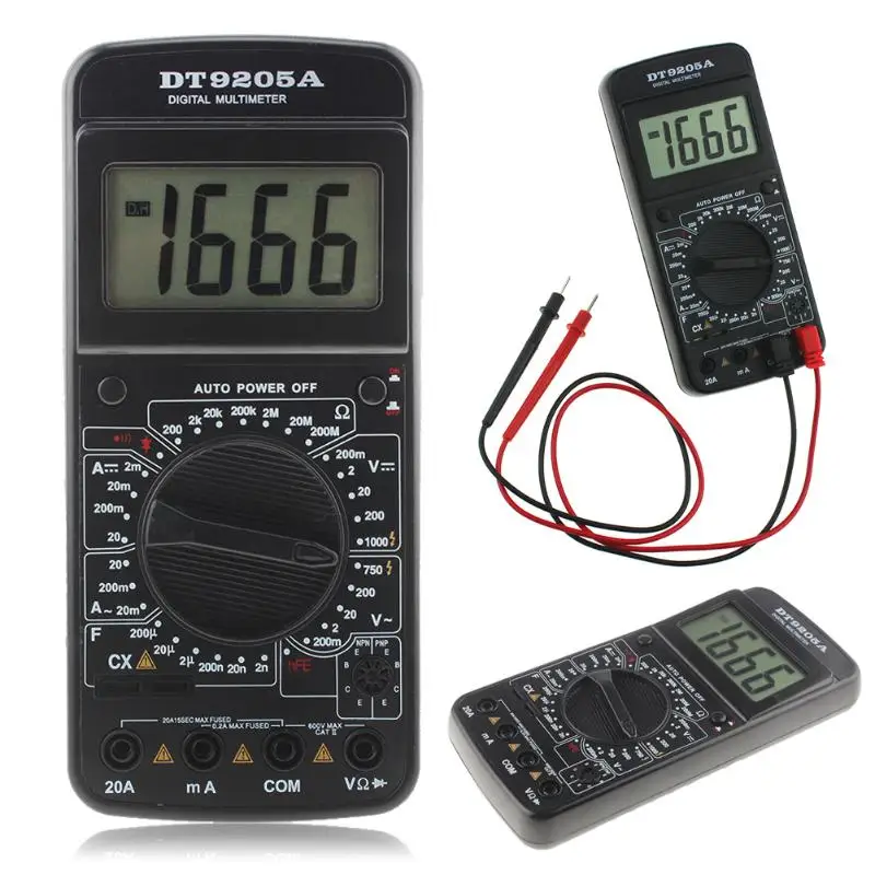 

DT9205A Digital Electric Multimeter Handheld Tester Meter AC/DC Handheld Ammeter Resistance Capacitance Test