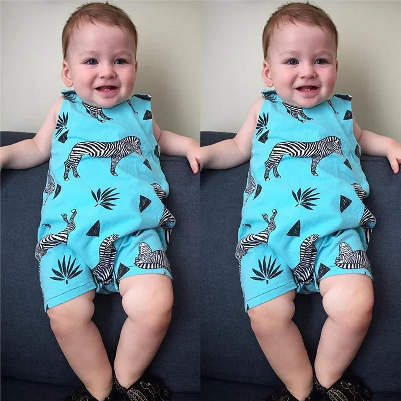Cute Newborn Infant Zebra Printed Romper Kids Baby Boy Jumpsuit