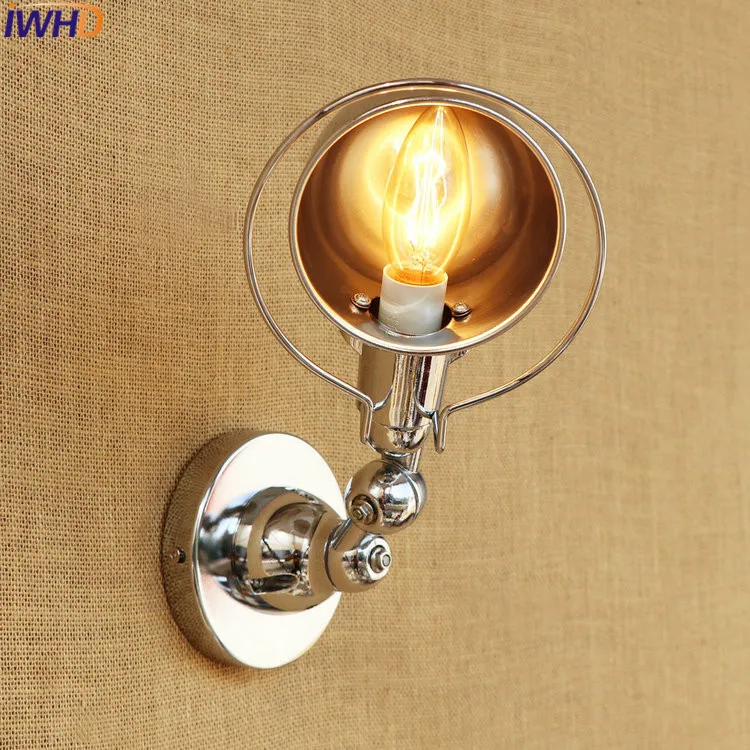 Lâmpada de Parede de Prata Iwhd Industrial Ajustável Led Longo Braço Oscilante Luminárias Edison Retro Vintage Ferro Luz da Parede Interior Iluminação E14 10 Luminárias de parede