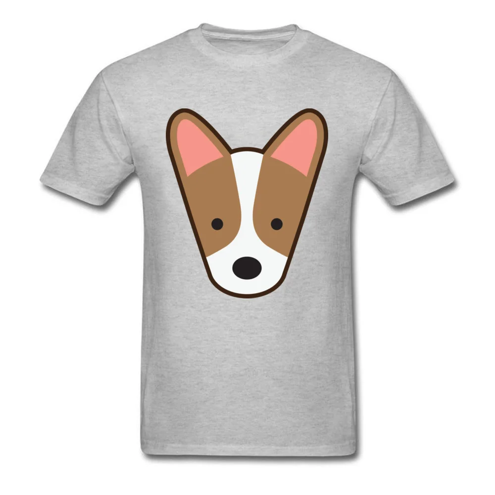 Corgi Pup 100% Cotton Geek Tops T Shirt Brand New Short Sleeve Men's Top T-shirts Design ostern Day Tee-Shirt Round Neck Corgi Pup grey