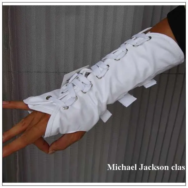 MJ Майкл Джексон Ultimate Collection повязку опасный белый хлопок armbrace панк перчатки для производительности - Цвет: Right Hand