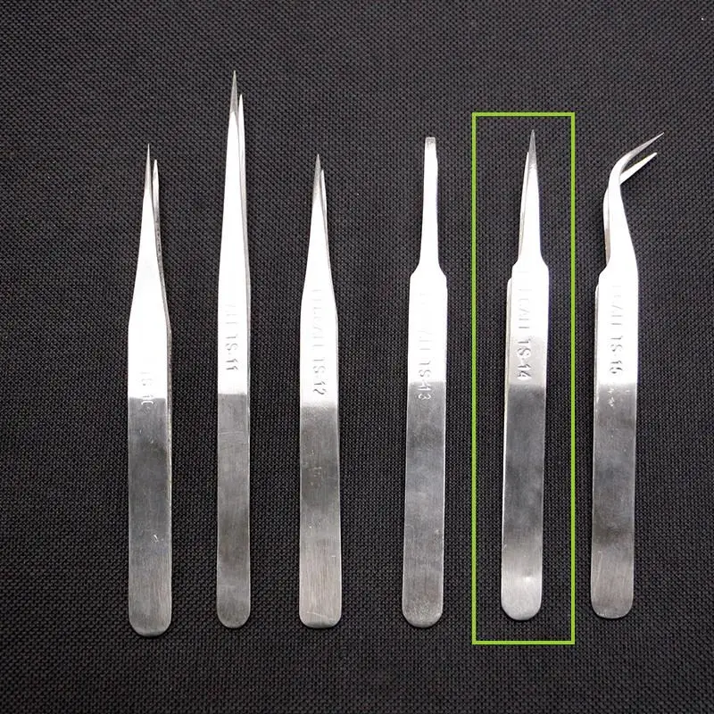 10Pcs/Lot Long Nose Tweezer Stainless Steel Stiff and Thickening Durable Clip Dot TS14