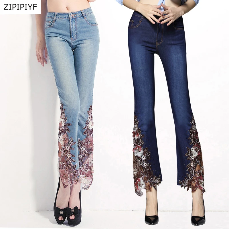 Buy Plus Size 7XL Embroidered Ankle Length Flare Jeans