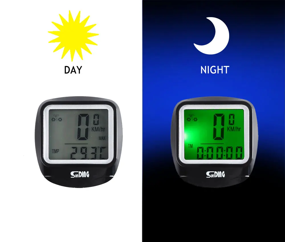 SunDing SD - 568AE Leisure Wired Bicycle Computer Water Resistant Cycling Odometer Speedometer with LCD Backlight