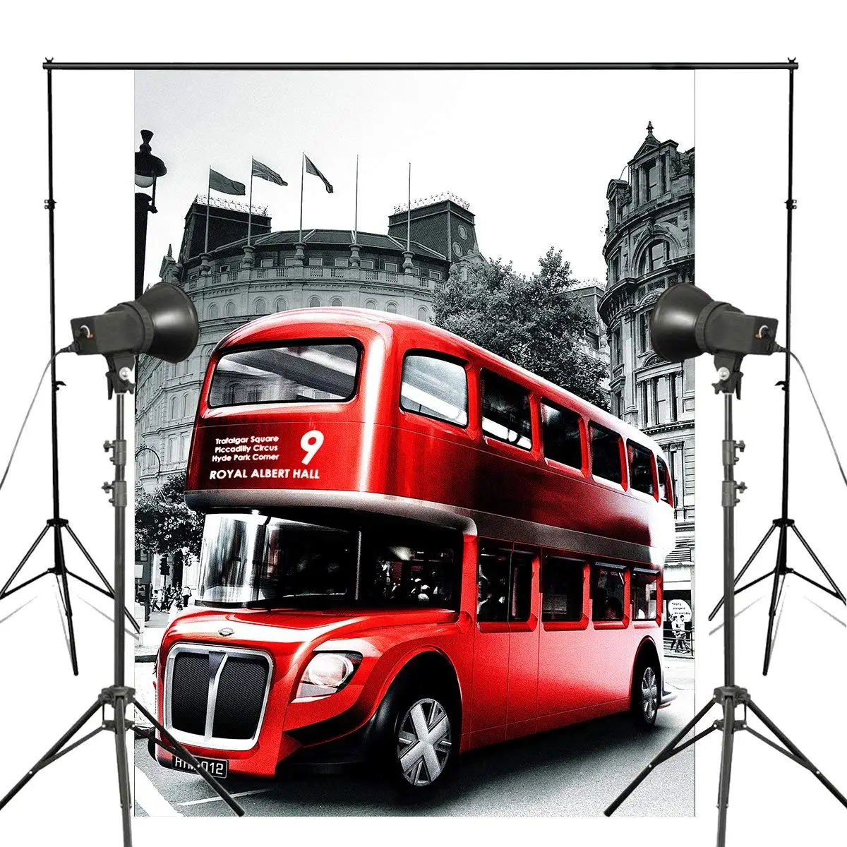 

150x220cm Retro London Bus Photography Background Double Decker Red Bus Backdrop European theme Studio Backdrop Props Wall
