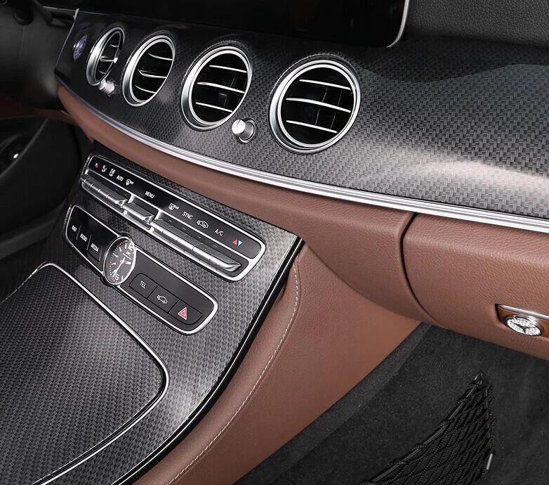 Автомобиль Центральной Консоли Панель декоративная крышка Накладка из углеродного волокна стайлинга автомобилей 2 шт. для Mercedes Benz E class W213 200 300-17