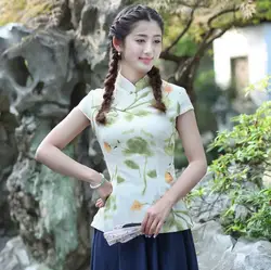Шанхай история короткие Qipao рубашка Женская Китайский Топы cheongsam Топ Традиционный китайский Белье Блузка Топ 7 стиль