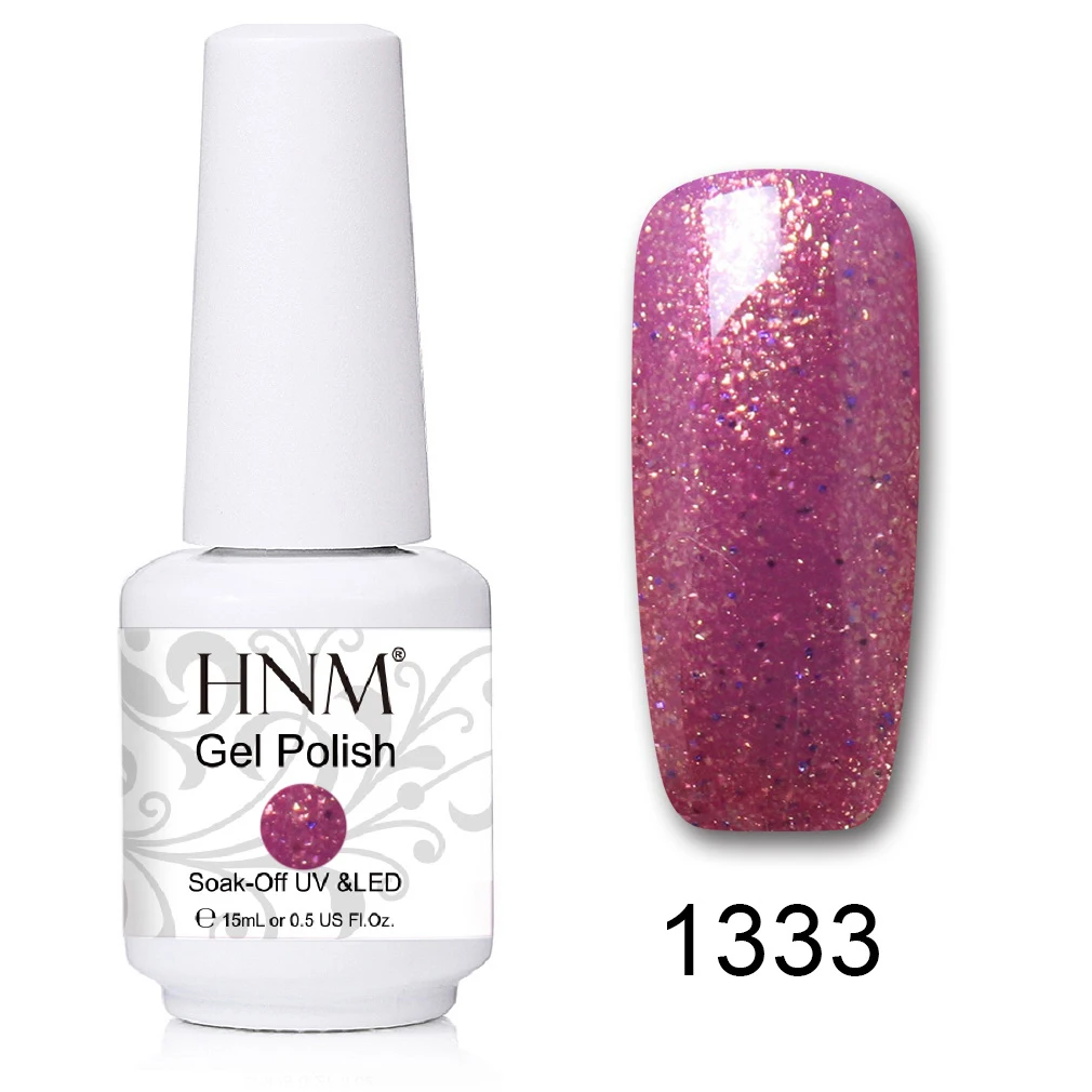 HNM 241 Colors 15ml Pure Glitter UV Gel Nail Polish Soak Off Primer LED Lamp GelLak Hybrid Varnish For Nails Art Enamel Lacquer - Цвет: 1333