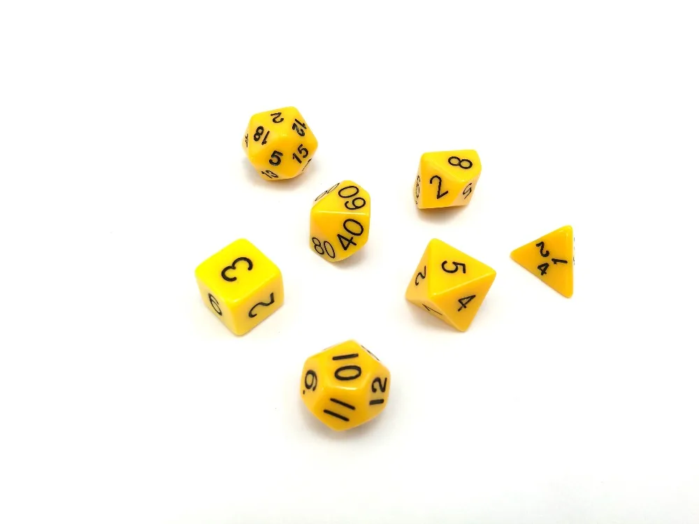 

7pcs/set game dice yellow color multi-sided pearlized effect dice game