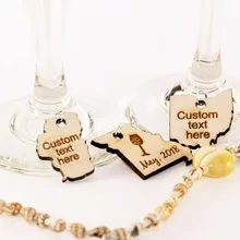 Пользовательский Свадебный деревянный амулеты для Винных Бокалов, персонализированные кантри Амулеты с именем, датой, текстом, картой