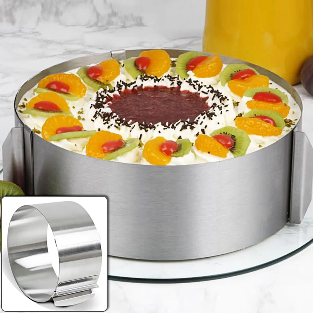 

Retractable Stainless Steel Circle Mousse Ring Mould Baking Tool Set Cake Mold Decorating Size Adjustable Bakeware Cake Tools