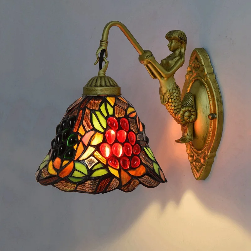 Eusolis винтажные Настенные светильники витражное стекло Arandela Lampe Murale коридор