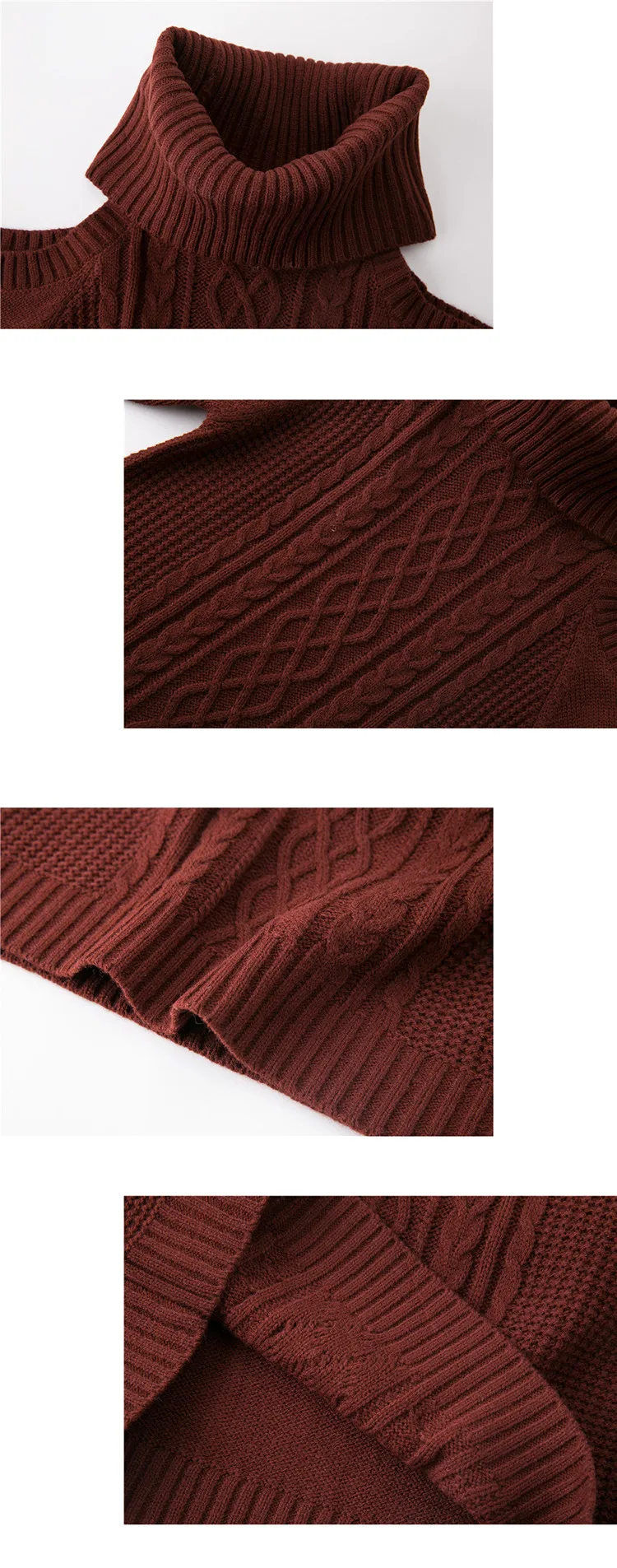 Europe and the United States women's high collar twist fashion pile heap sexy collar knit dress women long bottoming shirt (2)