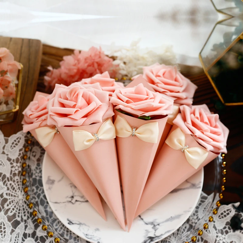 

20pcs Creative Ice Cream Cone Wedding Candy Box Chocolate Packaging Boxes Birthday Party Giveaways Gift Packaging Boxes