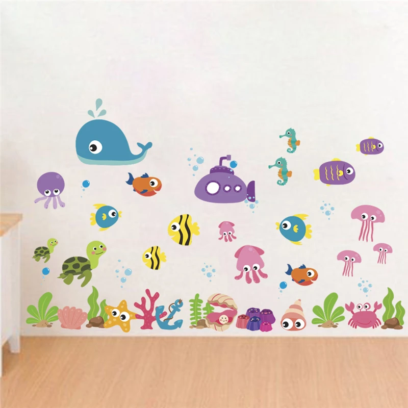 cartoon animals wall stickers bedroom kids rooms home decor underwater world fish bubble wall decals diy poster pvc mural art cartoon animals wall stickers bedroom kids rooms home decor underwater world fish bubble wall decals diy poster pvc mural art