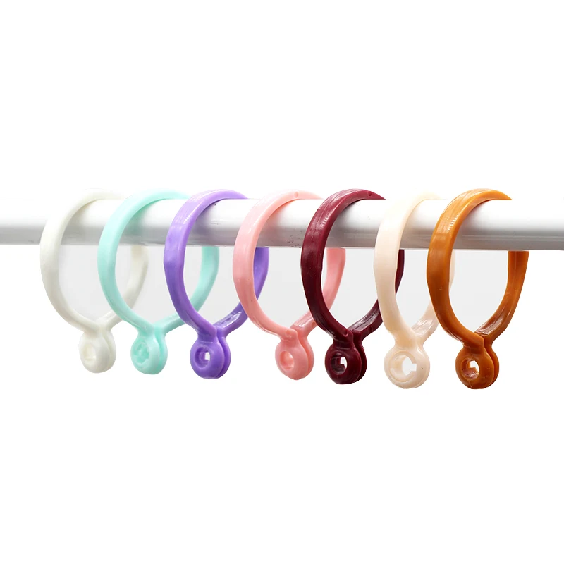 

Wholesale Multicolor Curtain Accessories Plastic Ring Window Rod Track Ring Tiebacks Hanging Hook Clip For Curtains cp053&3