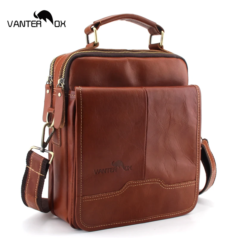 VANTER OX 100% натуральная кожа сумка на плечо мужская классическая деловая через