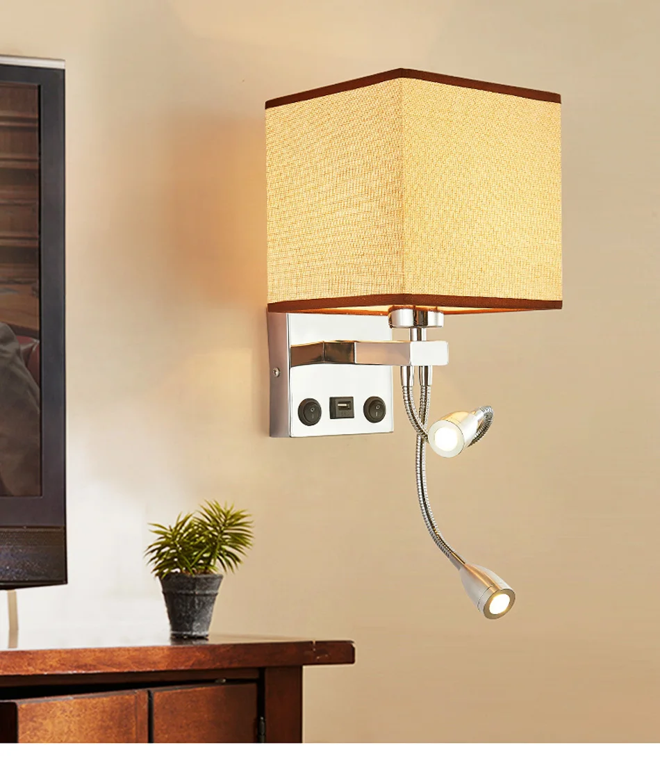 Applique Murale Luminaire E27 Bulb USB Wall Sconces Living Room Bedroom Lamp Night Wall Light for home Loft Decor Modern (1)