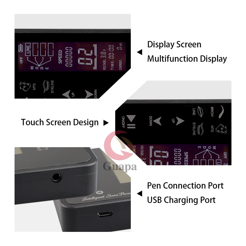 Интеллектуальный сенсорный экран Перманентный макияж для бровей машина комплект перезаряжаемый насадка для татуировочной машины с 20 шт картридж иглы