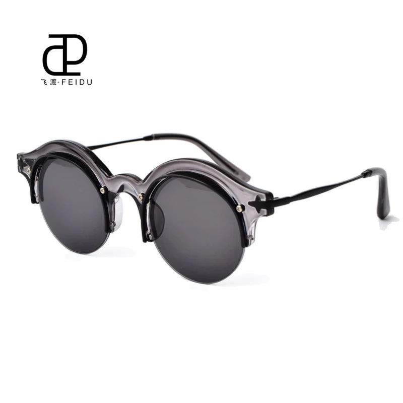 FEIDU стимпанк Солнцезащитные очки Защита глаз Роскошные брендовые дизайнерские металлические заушники женские солнцезащитные очки модные очки-половинки Oculos De Sol - Цвет линз: White frame Black