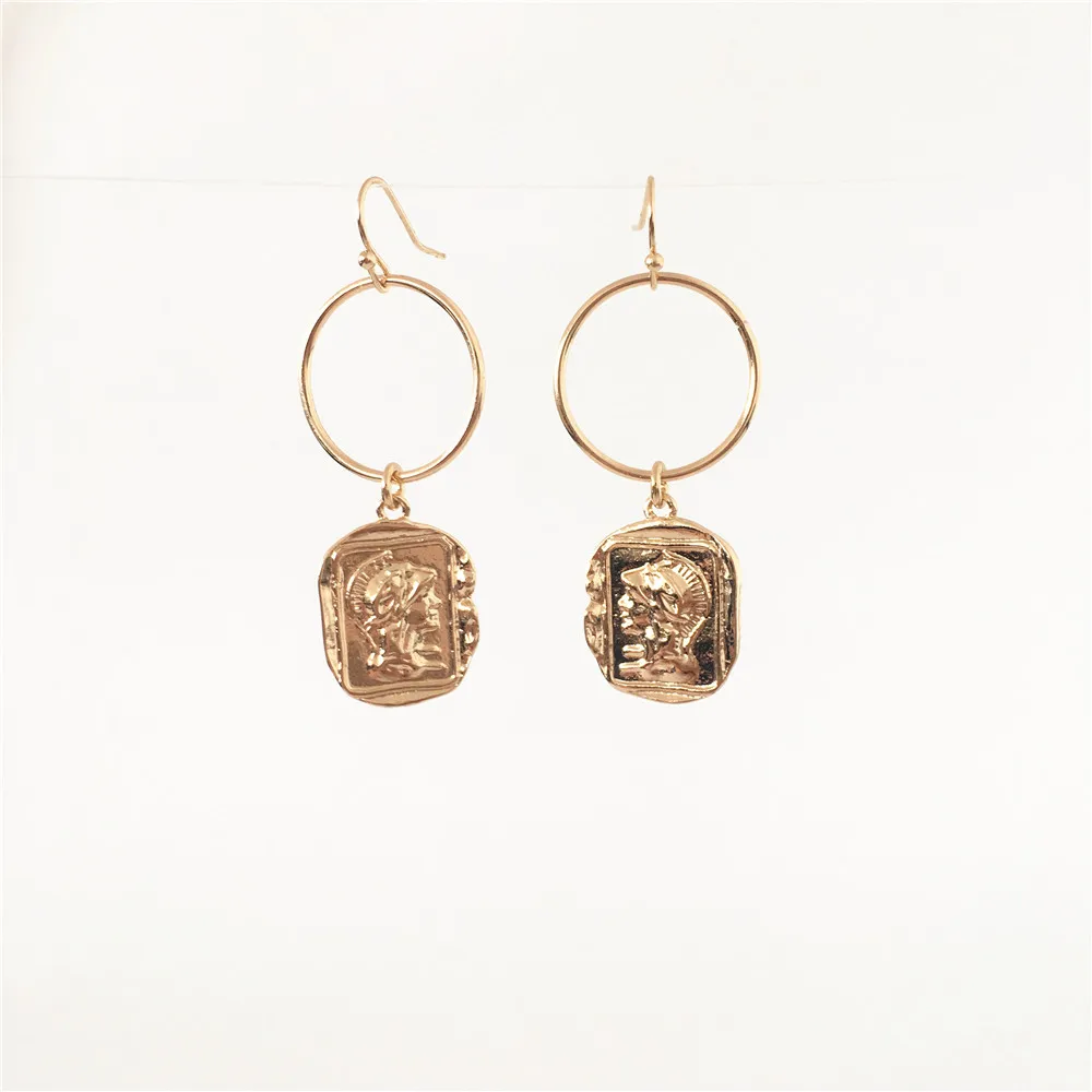 

TRENDY GOLD COLOR PLATING COIN CHARM WITH CIRCLE DROP EARRING FOR WOMEN GIRL