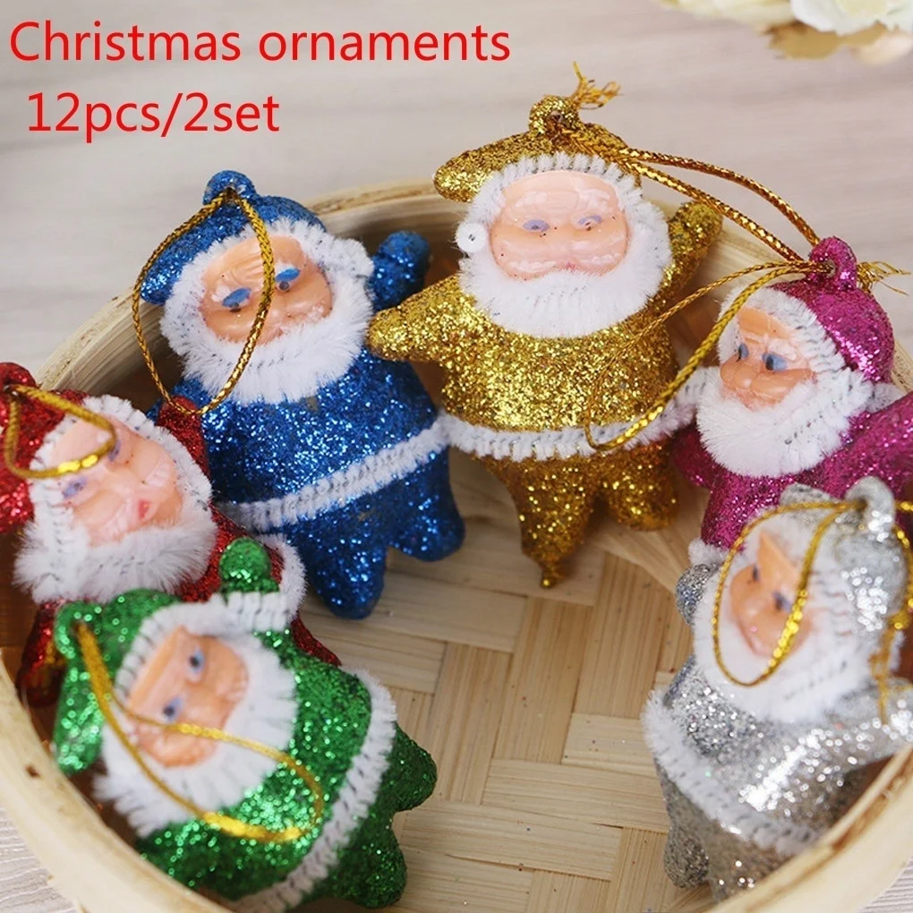 12 шт./2 комплекта, рождественские украшения в виде капель, разноцветные вечерние украшения в виде Санта-Клауса, рождественские украшения