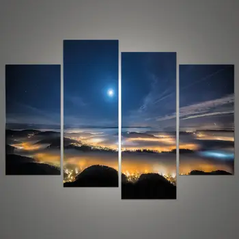 

4 Pcs light Modular pictures Heaven's Wall Art Picture Modern Home Decoration Living Room or Bedroom Canvas Wall picture