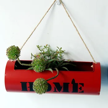 

Home Decor Pastoral Iron Hydroponic Container Storage Shelf Wall Hanging Iron Flower Bucket Hanger Miniatures Storage Rack Craft