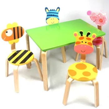 

Children Furniture Sets 1 desk+4 chairs sets solid wood kids Furniture kids study table set mesa y silla infantil new 70*48*74cm