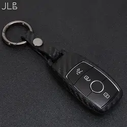Ключа автомобиля чехол для Mercedes Benz e-класса E200 E300 E260 E320 Cla Amg углеродного волокна Smart Key чехол для автомобильного ключа кольцо цепи Бесплатная