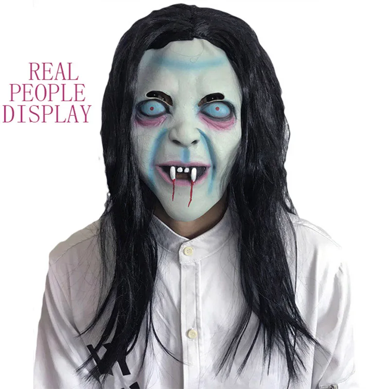 

Traditional Western Vampire Mask Fake Face Scary Death Blood Green Halloween Cosplay Masquerade Party Supplies