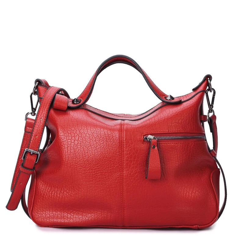 Japan And Korean Style Pillow shaped Casual Hand Bag Ladies Black Red PU Shoulder Bag Luxury