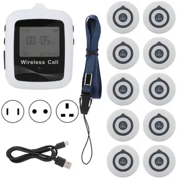 

Waiter Calling System Wireless Pagers Watch Receiver + 10 Customer Beepers Restaurants
