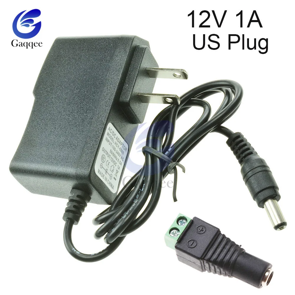 ЕС и США драйвер plug адаптер переменного тока 110V 220V DC/DC 12V 2A 5V 1A 5,5*2,1 мм светодиодный Питание+ femalе для Светодиодные ленты конвертер - Цвет: US 12V 1A