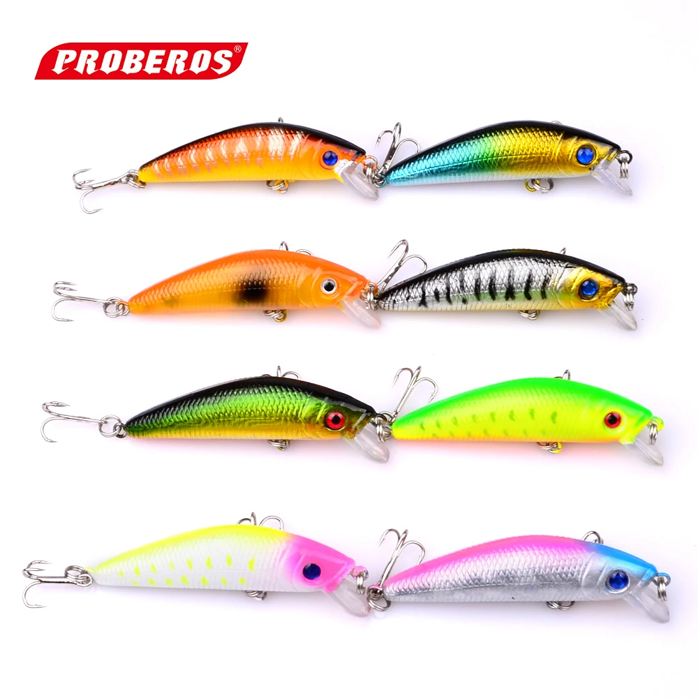  New 8Pcs Artificial Minnow Swim Fish Lure 3D Eyes Hard Baits Hooks For Wobbler Pike Winter Fishing 