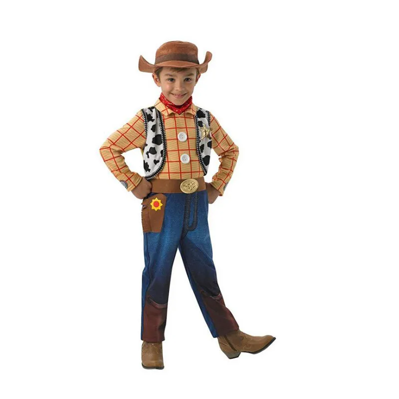 

Toy Story Children Woody Costume 2019 New Boy Woody Role Play Cowboy Costume 3-12 Years Kids Cartoon Anime Hat Scarf Costume
