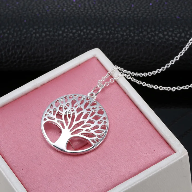 

Fashion Charm Tree Of Life Pendant Necklace Silver Plated Long Chain Necklace for Women Men Christmas Gift