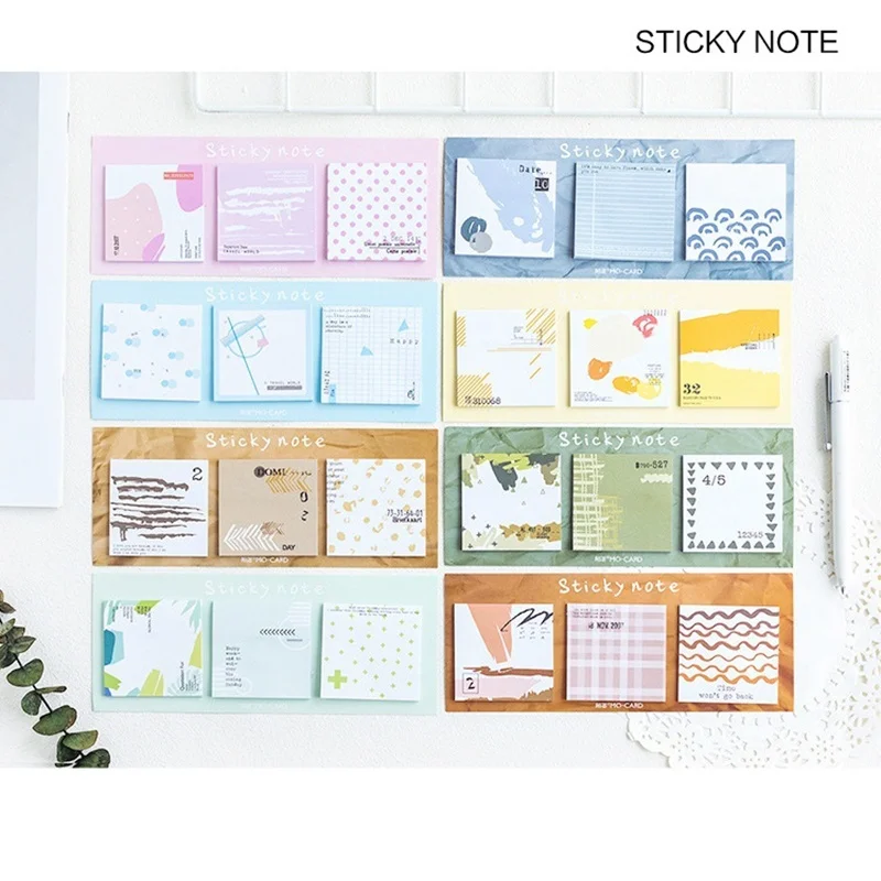 

4 pcs Spring Autumn color collage sticky note Forest memo pad Bookmark Index sticker Stationery Office School supplies A6939