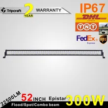 52 Inch 300W LED Light Bar 6000k 300 watt Driving Work Light 4X4 Off Road Roof auto light Spot/Flood/combo beam Led Ramp 12v 24v