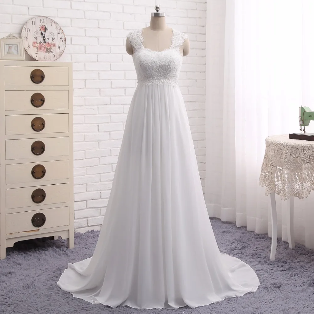 

Beach Wedding Dresses Vestido Noiva Praia Simple White Chiffon Casamento Sashes Bridal Gown Custom Made