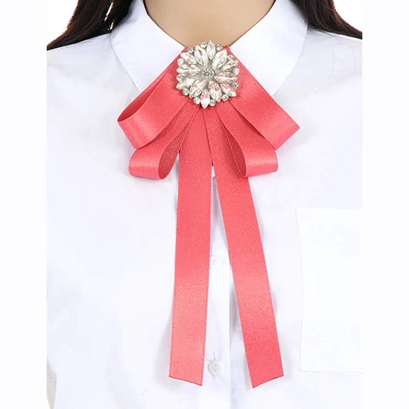 ZHINI New Bow Crystal Women Brooches Pins Canvas Fabric Bowknot Tie ...
